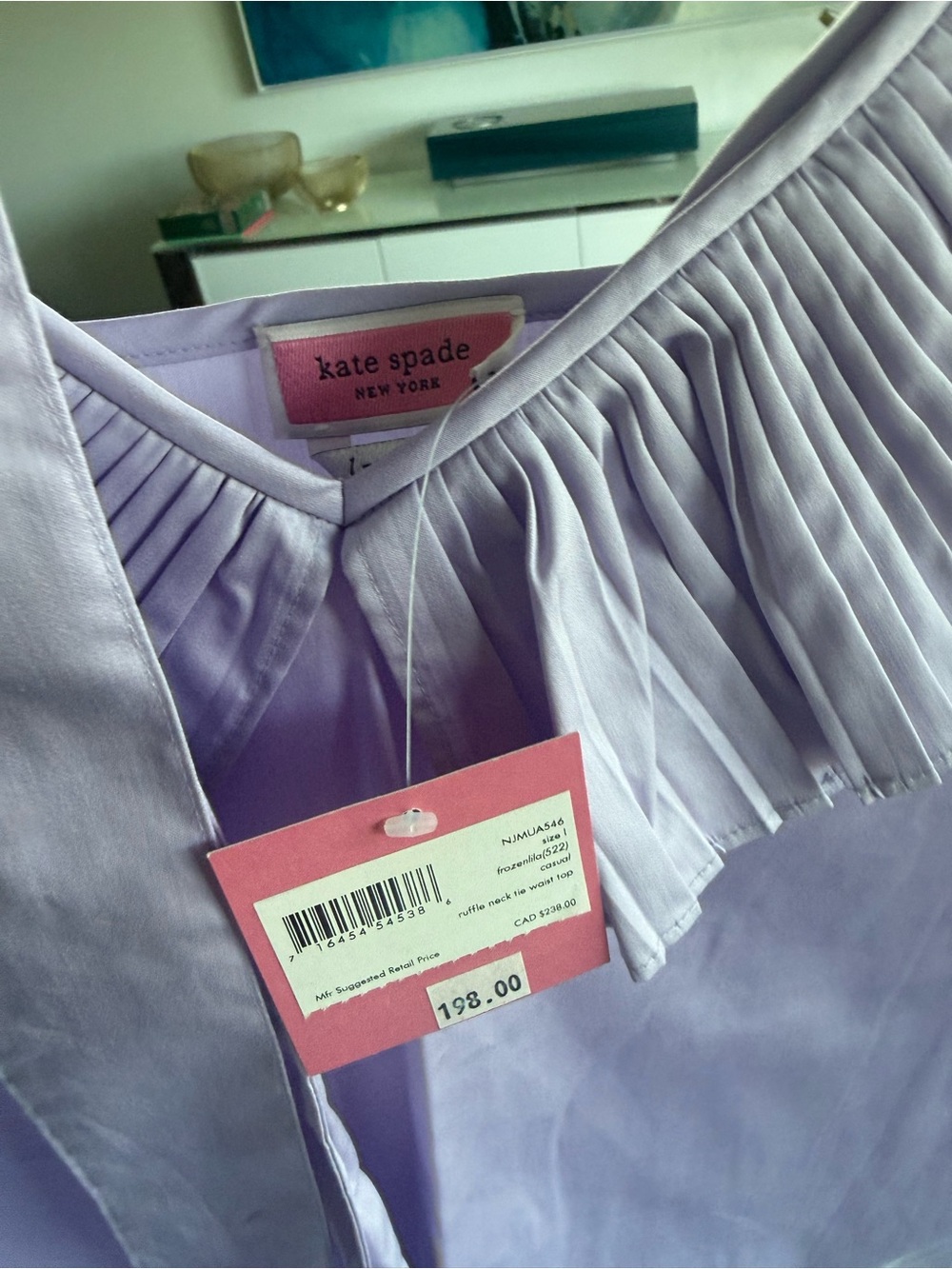 Kate Spade Ruffle Neck Tie Waist Top - Picture 6 of 6